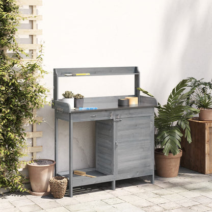 Tavolo Invaso con Mobile Grigio 110,5x45x124,5cm Massello Abete | homemem39