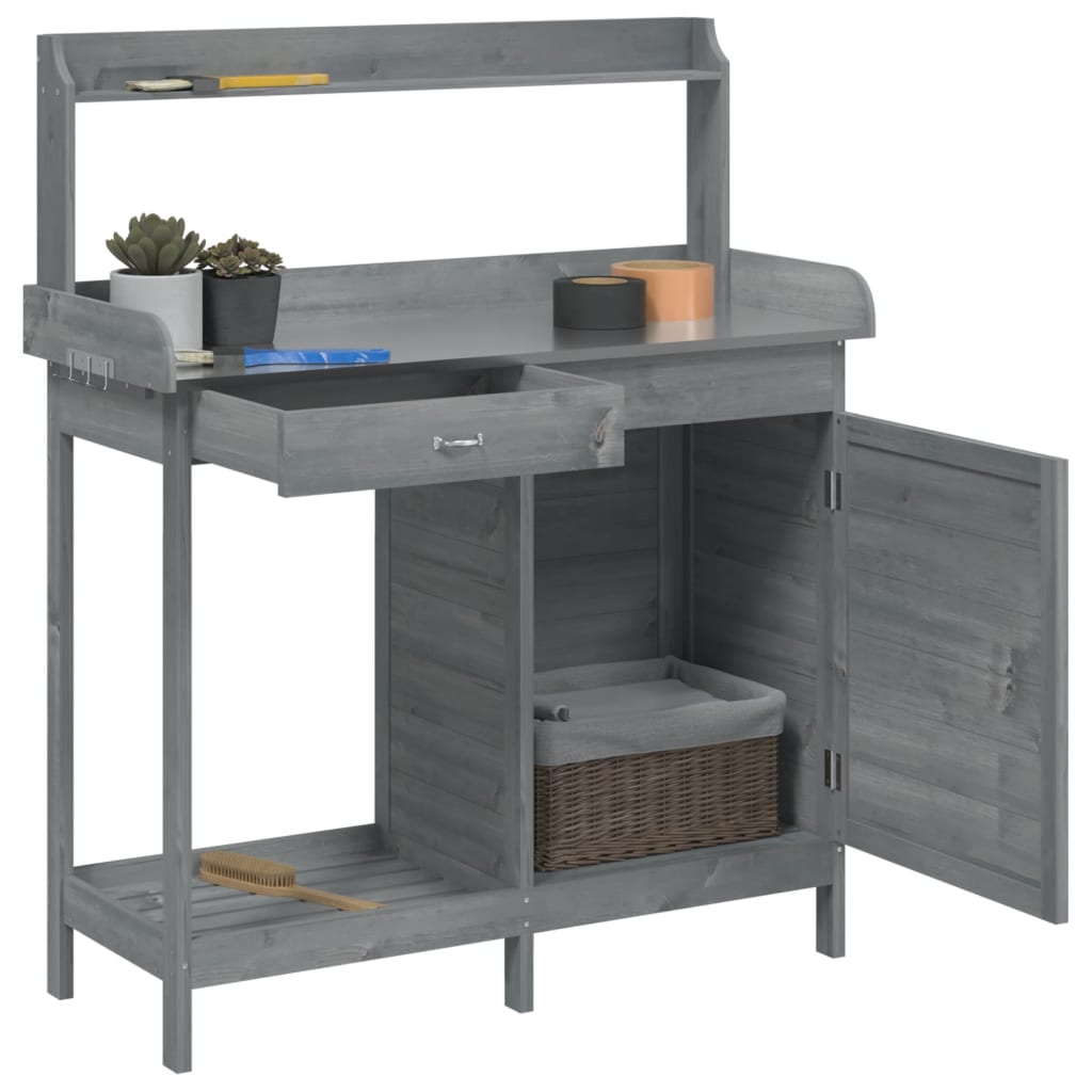 Tavolo Invaso con Mobile Grigio 110,5x45x124,5cm Massello Abete | homemem39