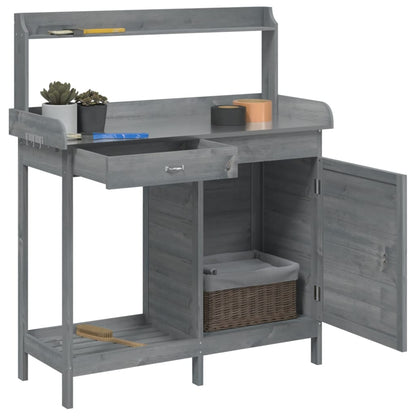 Tavolo Invaso con Mobile Grigio 110,5x45x124,5cm Massello Abete | homemem39