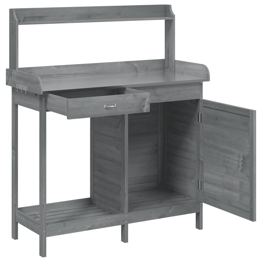 Tavolo Invaso con Mobile Grigio 110,5x45x124,5cm Massello Abete | homemem39