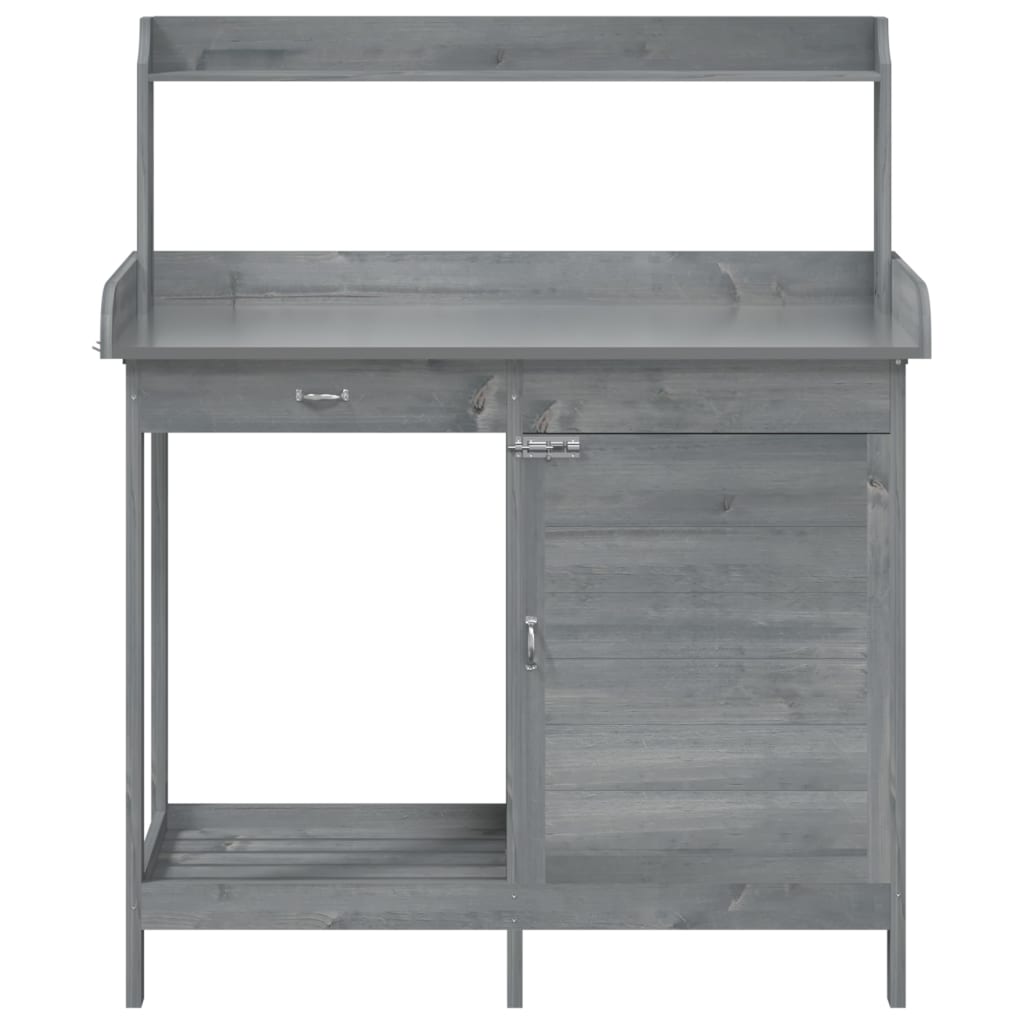 Tavolo Invaso con Mobile Grigio 110,5x45x124,5cm Massello Abete - homemem39