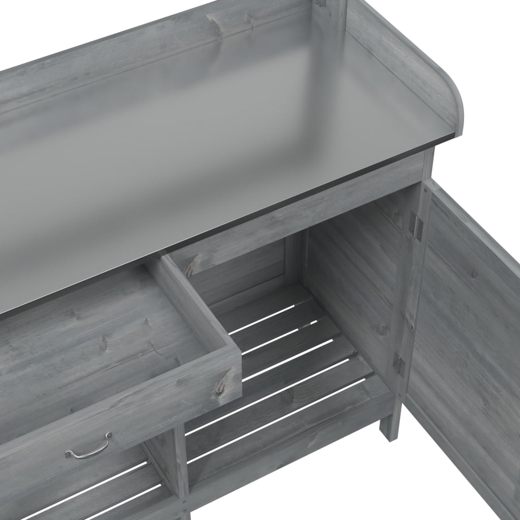 Tavolo Invaso con Mobile Grigio 110,5x45x124,5cm Massello Abete | homemem39