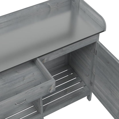 Tavolo Invaso con Mobile Grigio 110,5x45x124,5cm Massello Abete | homemem39