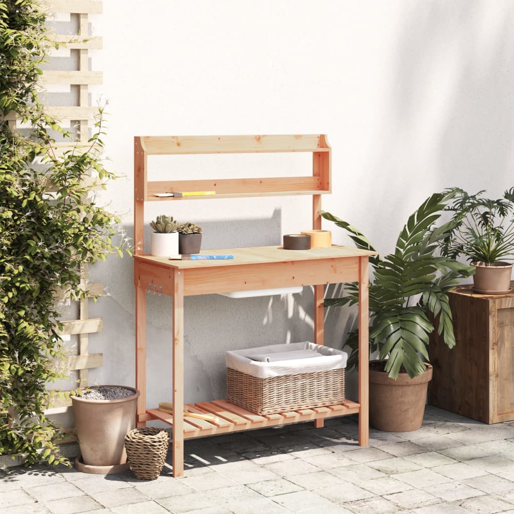 Tavolo Invaso con Lavello Marrone 147,5x44x139,5 Massello Abete | homemem39