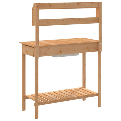 Tavolo Invaso con Lavello Marrone 147,5x44x139,5 Massello Abete | homemem39