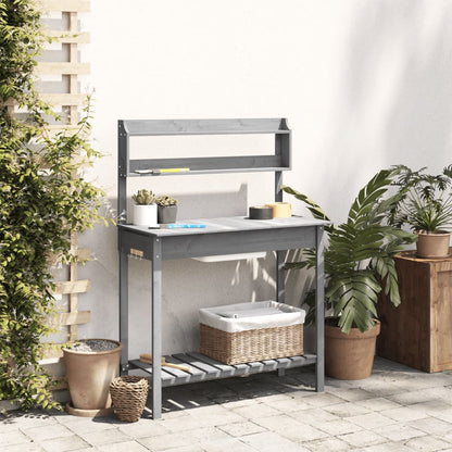 Tavolo Invaso con Lavello Grigio 147,5x44x139,5 Massello Abete | homemem39