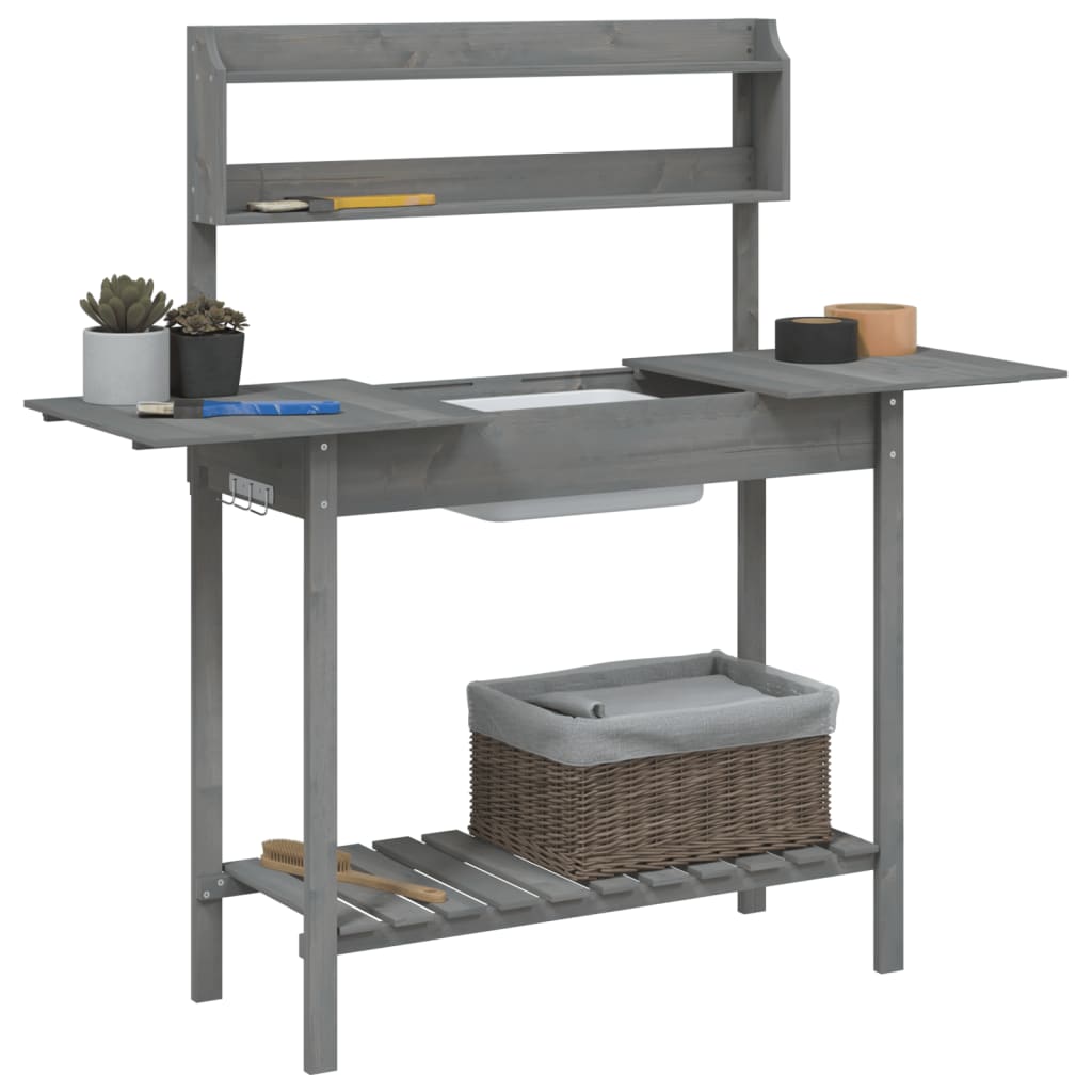 Tavolo Invaso con Lavello Grigio 147,5x44x139,5 Massello Abete | homemem39