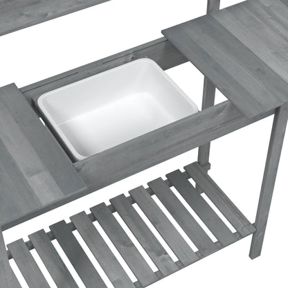 Tavolo Invaso con Lavello Grigio 147,5x44x139,5 Massello Abete | homemem39