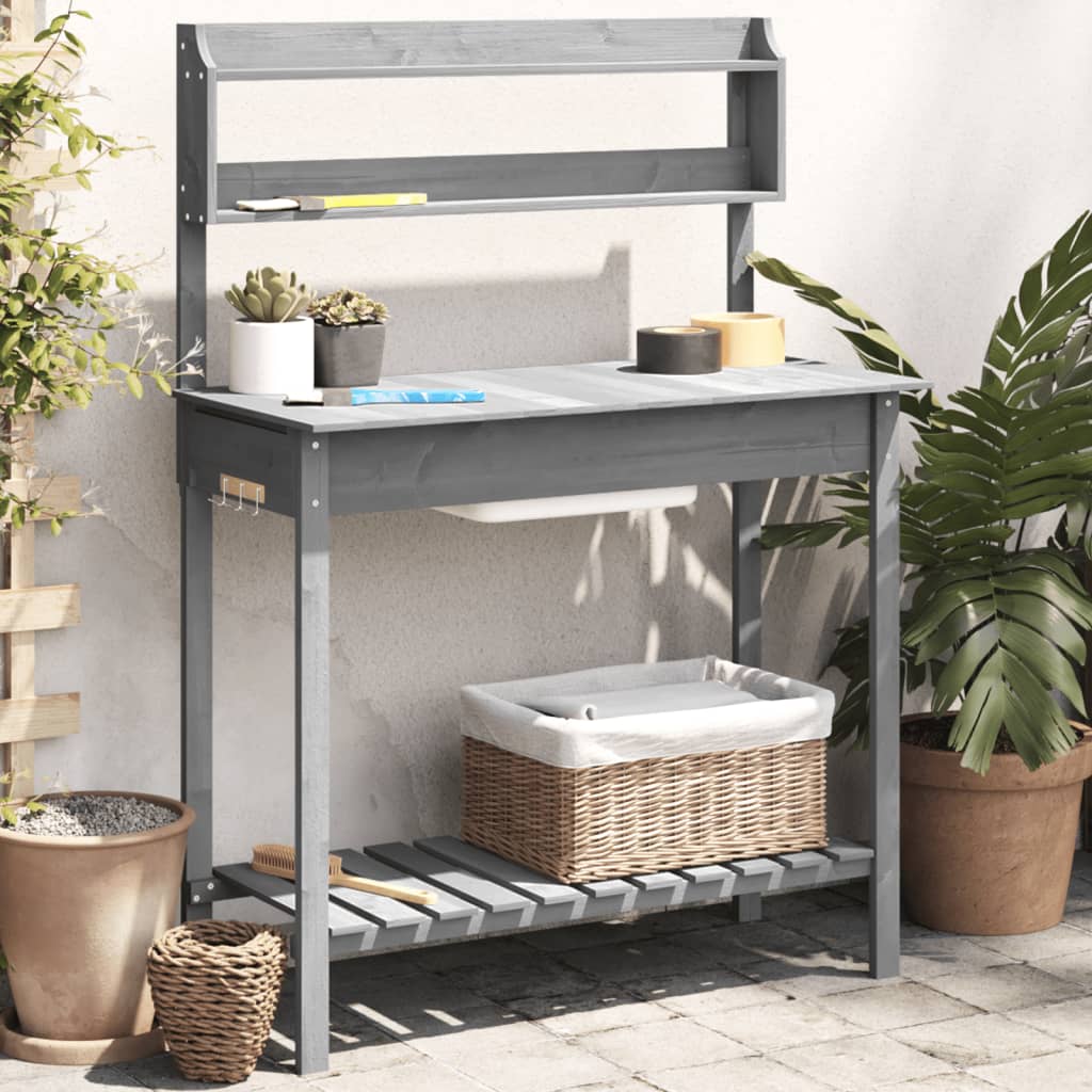 Tavolo Invaso con Lavello Grigio 147,5x44x139,5 Massello Abete | homemem39