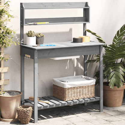 Tavolo Invaso con Lavello Grigio 147,5x44x139,5 Massello Abete | homemem39