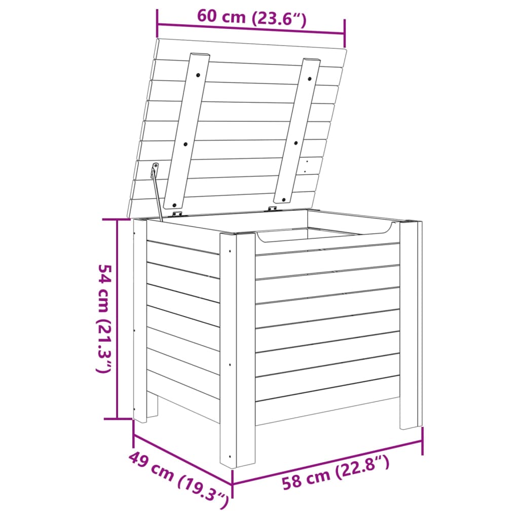 Contenitore con Coperchio RANA 60x49x54 cm Legno Massello Pino