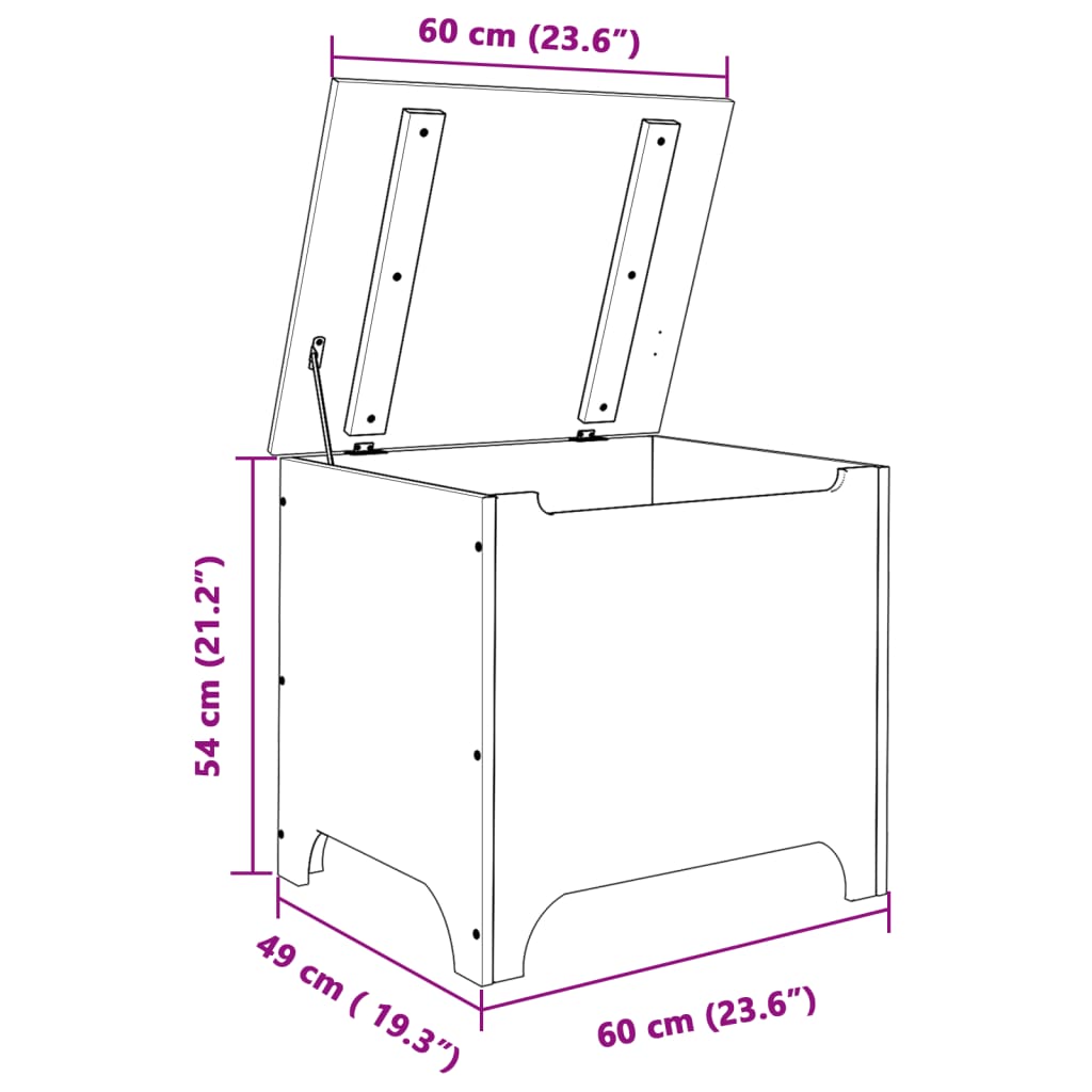 Contenitore con Coperchio RANA 60x49x54 cm Legno Massello Pino