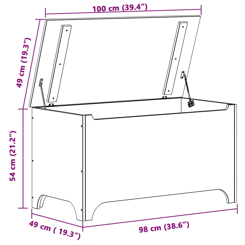 Contenitore con Coperchio RANA 100x49x54 cm Legno Massello Pino