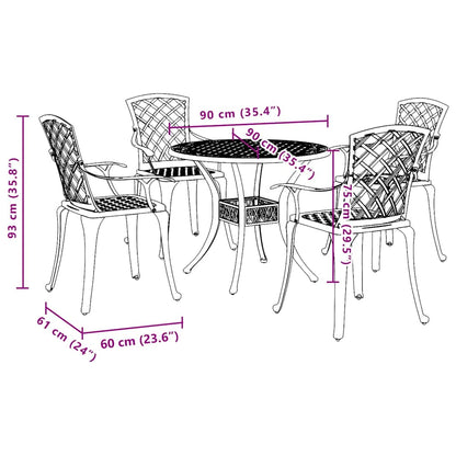 Set da Pranzo da Giardino 5 pz in Alluminio Pressofuso