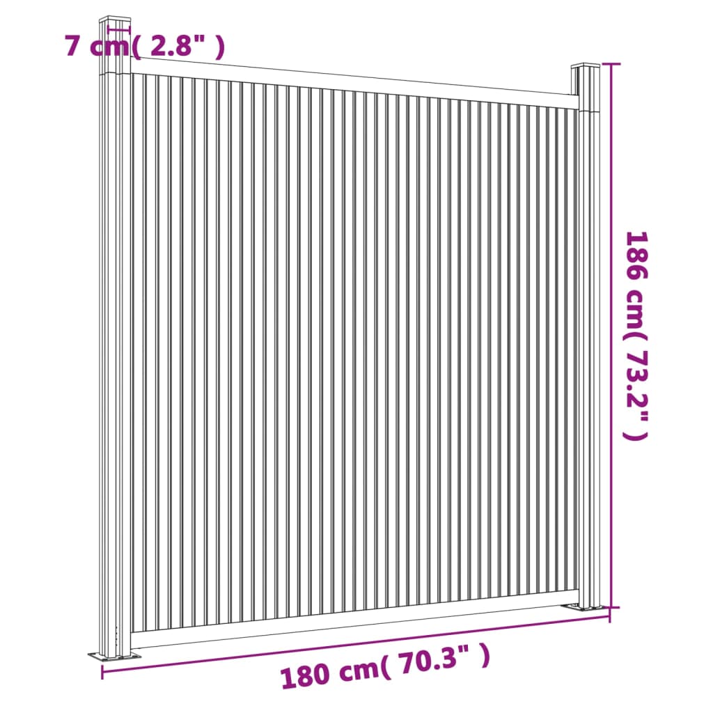 Gray Fence Panel 180x186 cm in WPC