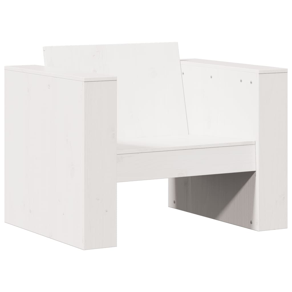 Divano da Giardino Bianco 79x60x62 cm in Legno Massello di Pino | homemem39