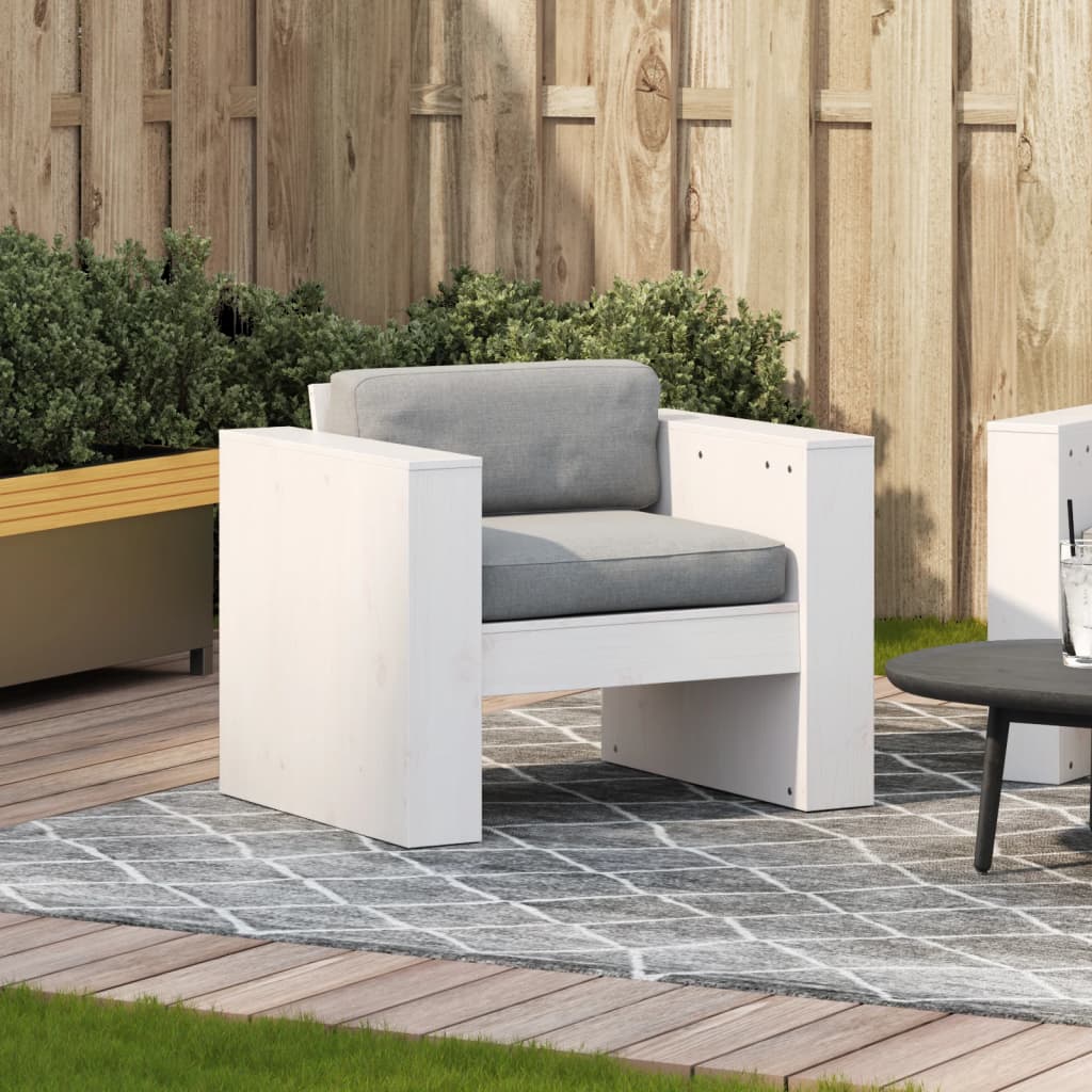 Divano da Giardino Bianco 79x60x62 cm in Legno Massello di Pino | homemem39