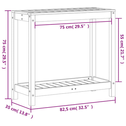 Tavolo Invaso con Ripiano 82,5x35x75 cm Legno Massello Douglas | homemem39