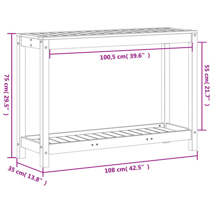 Tavolo Invaso con Ripiano 108x35x75 cm Legno Massello Douglas | homemem39