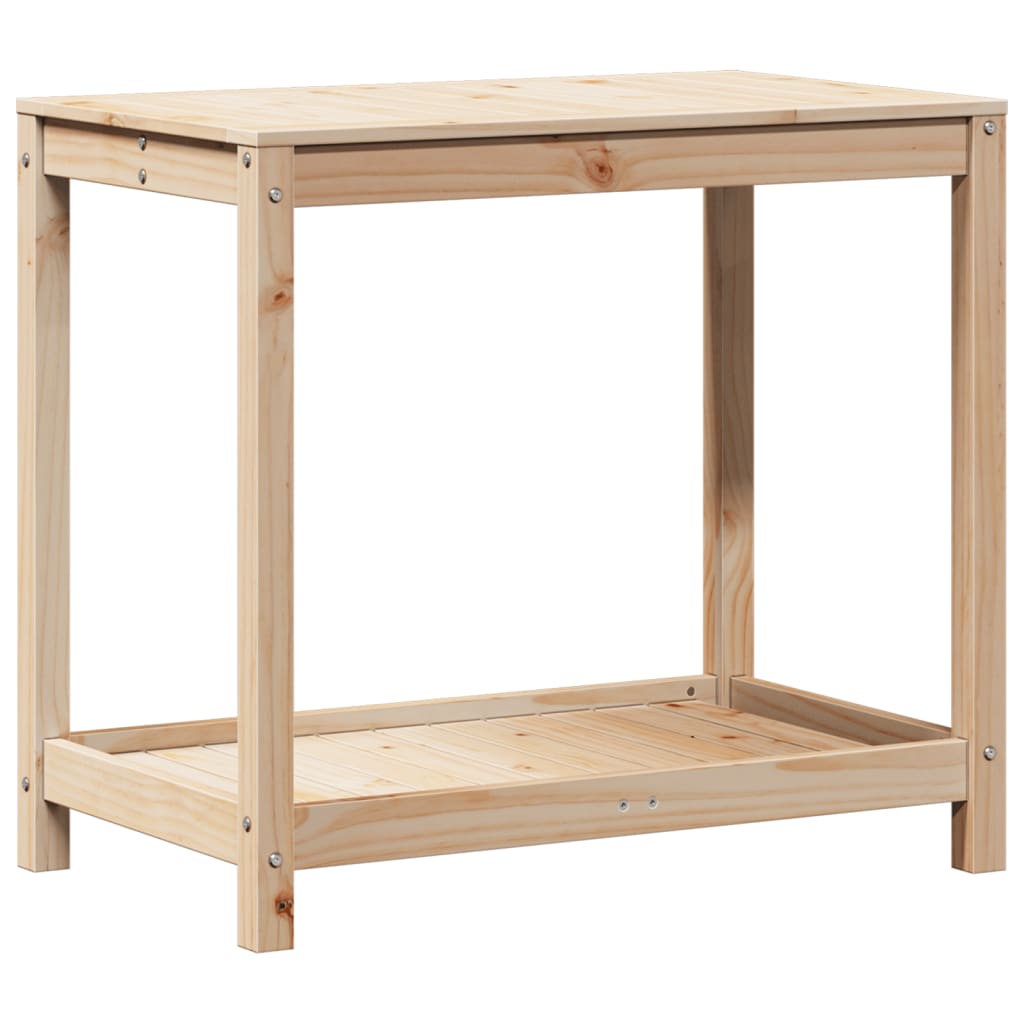 Tavolo Invaso con Ripiano 82,5x50x75 cm Legno Massello di Pino | homemem39