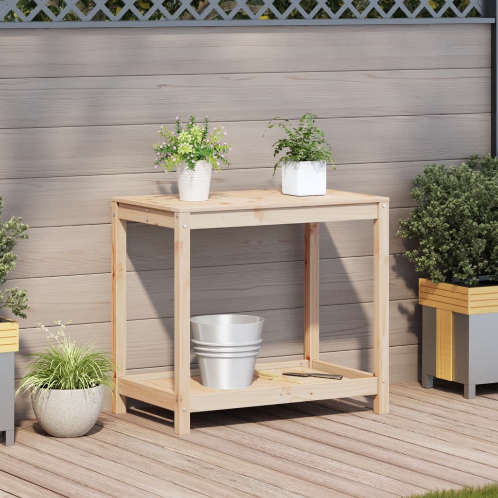 Tavolo Invaso con Ripiano 82,5x50x75 cm Legno Massello di Pino | homemem39