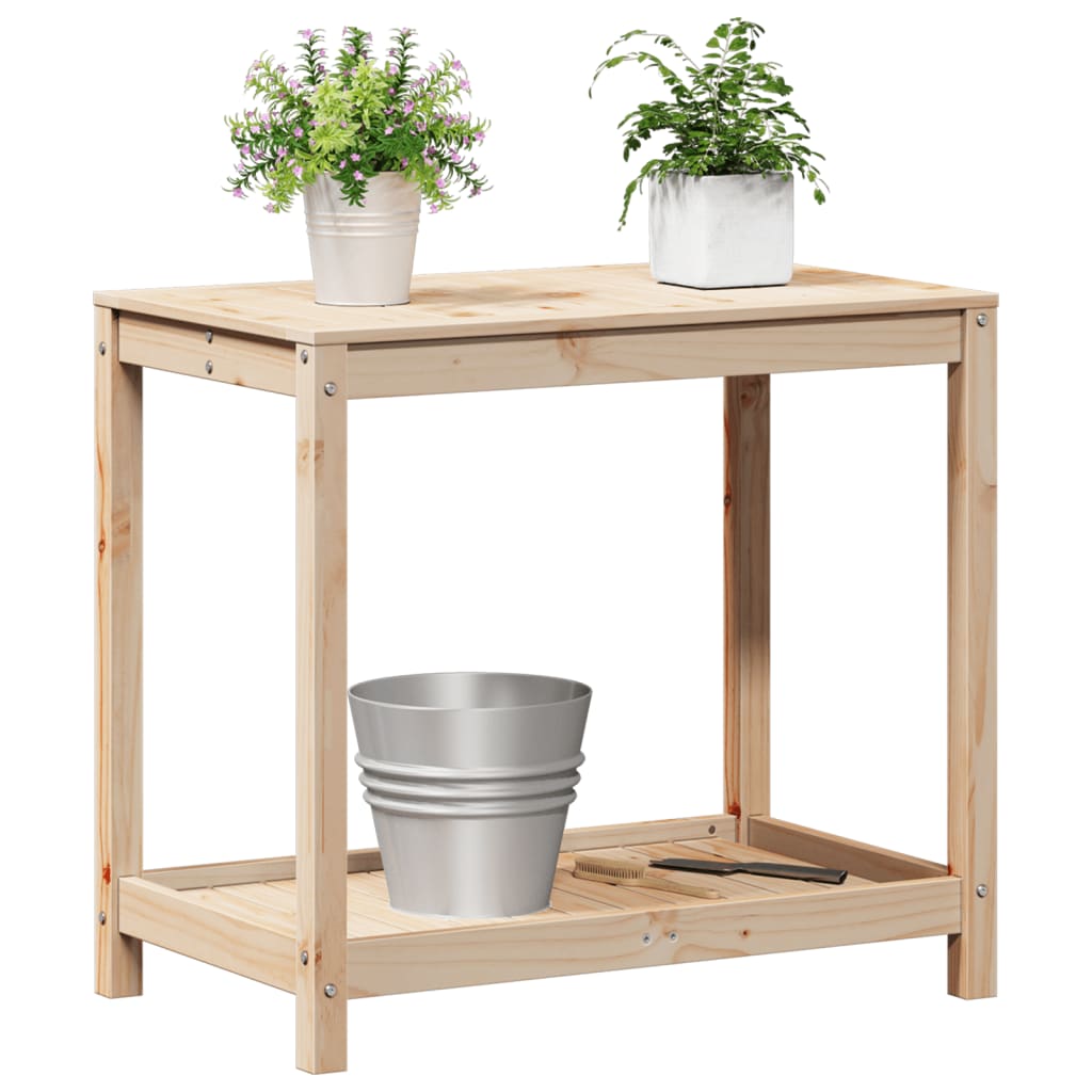 Tavolo Invaso con Ripiano 82,5x50x75 cm Legno Massello di Pino | homemem39