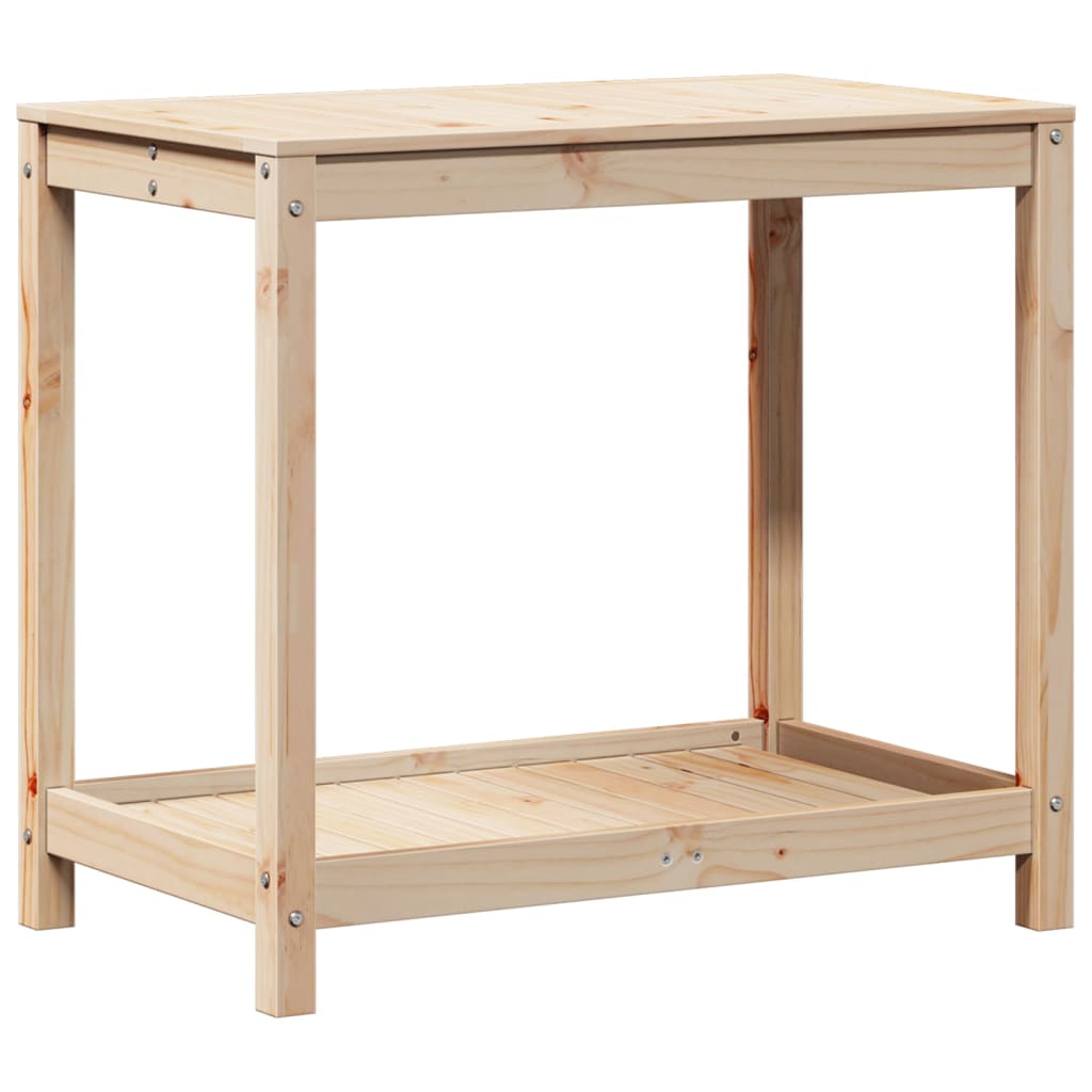 Tavolo Invaso con Ripiano 82,5x50x75 cm Legno Massello di Pino | homemem39