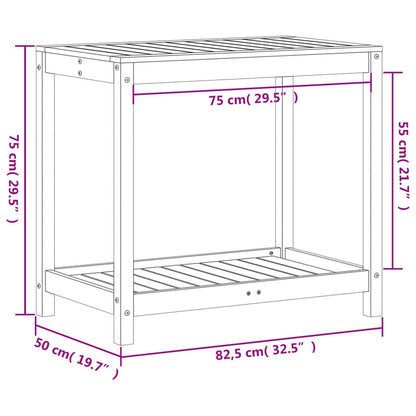 Tavolo Invaso con Ripiano 82,5x50x75 cm Legno Massello di Pino | homemem39