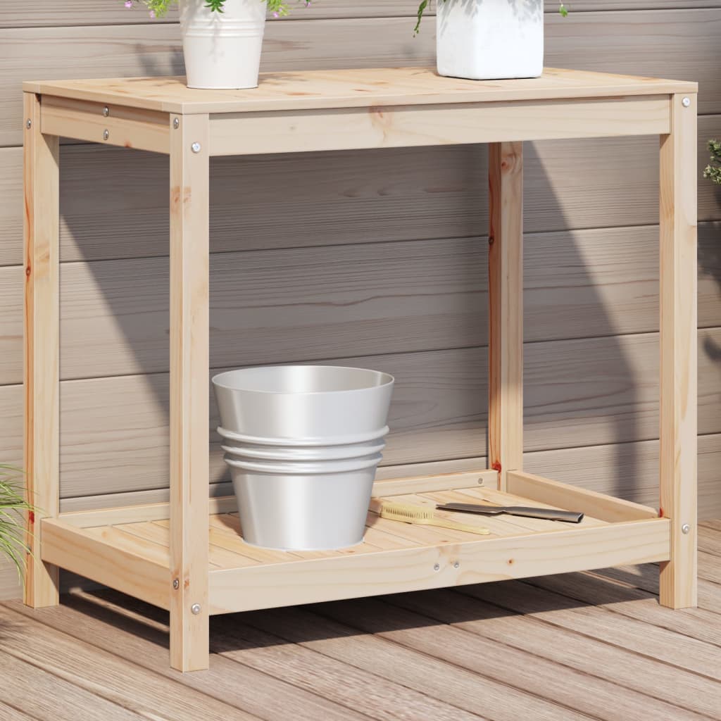 Tavolo Invaso con Ripiano 82,5x50x75 cm Legno Massello di Pino | homemem39