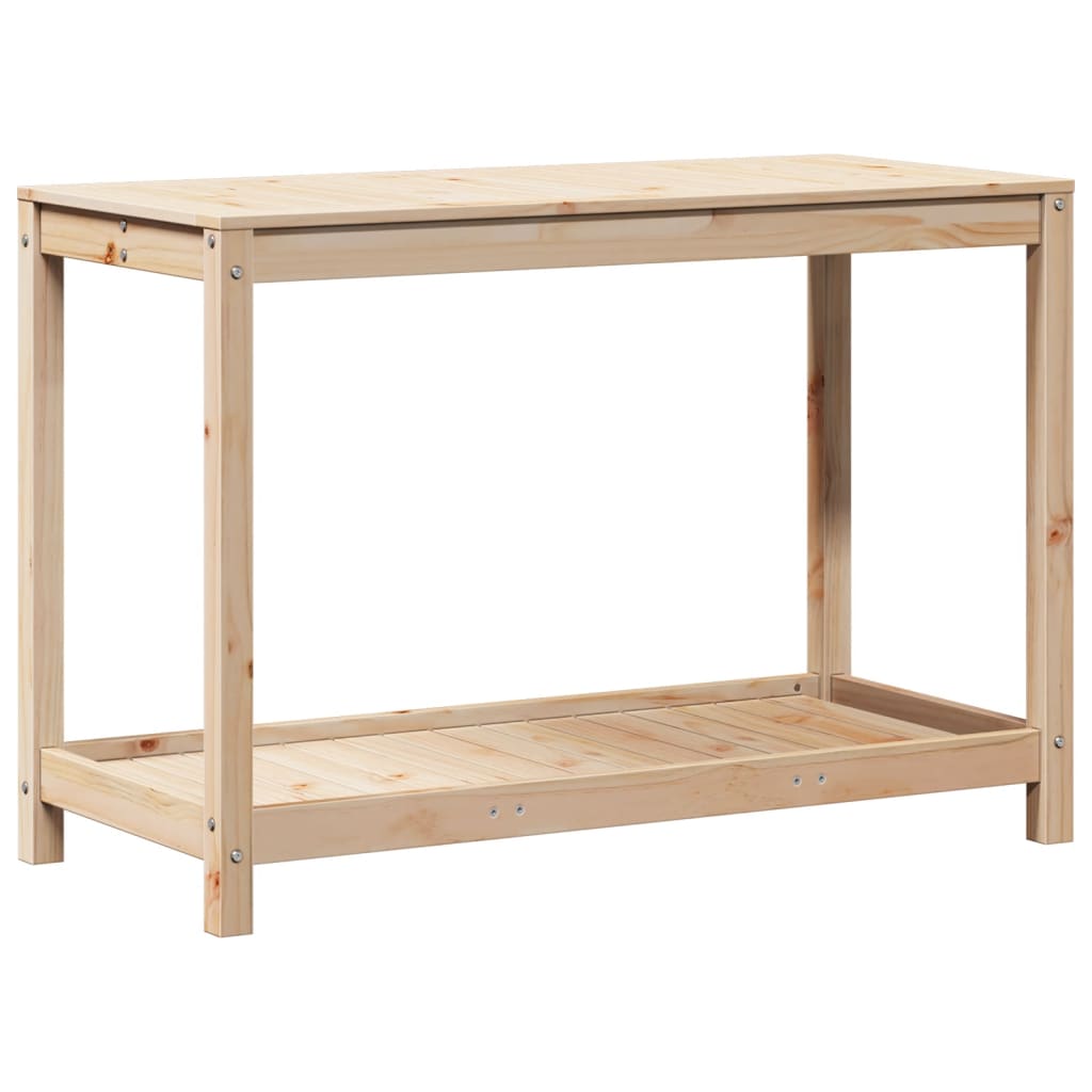 Tavolo Invaso con Ripiano 108x50x75 cm Legno Massello di Pino | homemem39