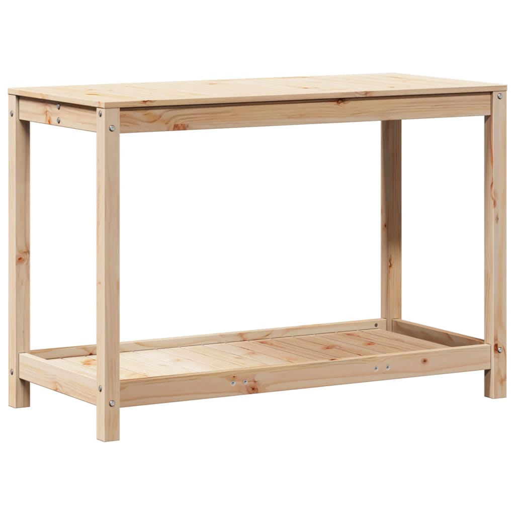 Tavolo Invaso con Ripiano 108x50x75 cm Legno Massello di Pino | homemem39