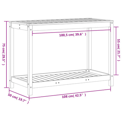 Tavolo Invaso con Ripiano 108x50x75 cm Legno Massello di Pino | homemem39