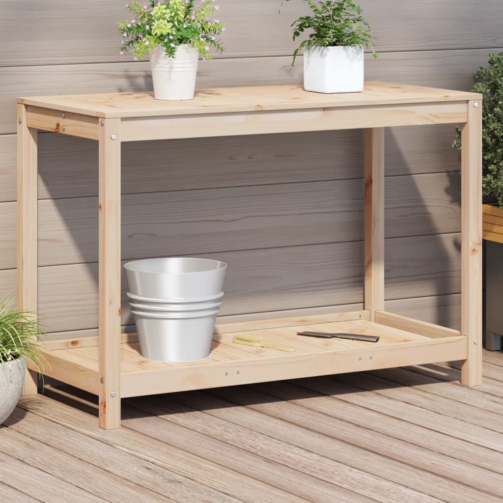 Tavolo Invaso con Ripiano 108x50x75 cm Legno Massello di Pino | homemem39