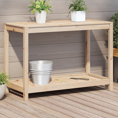 Tavolo Invaso con Ripiano 108x50x75 cm Legno Massello di Pino | homemem39