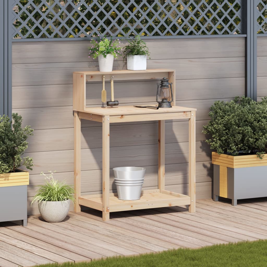 Tavolo Invaso con Ripiani 82,5x50x109,5 cm Legno Massello Pino | homemem39