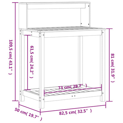 Tavolo Invaso con Ripiani 82,5x50x109,5 cm Legno Massello Pino | homemem39