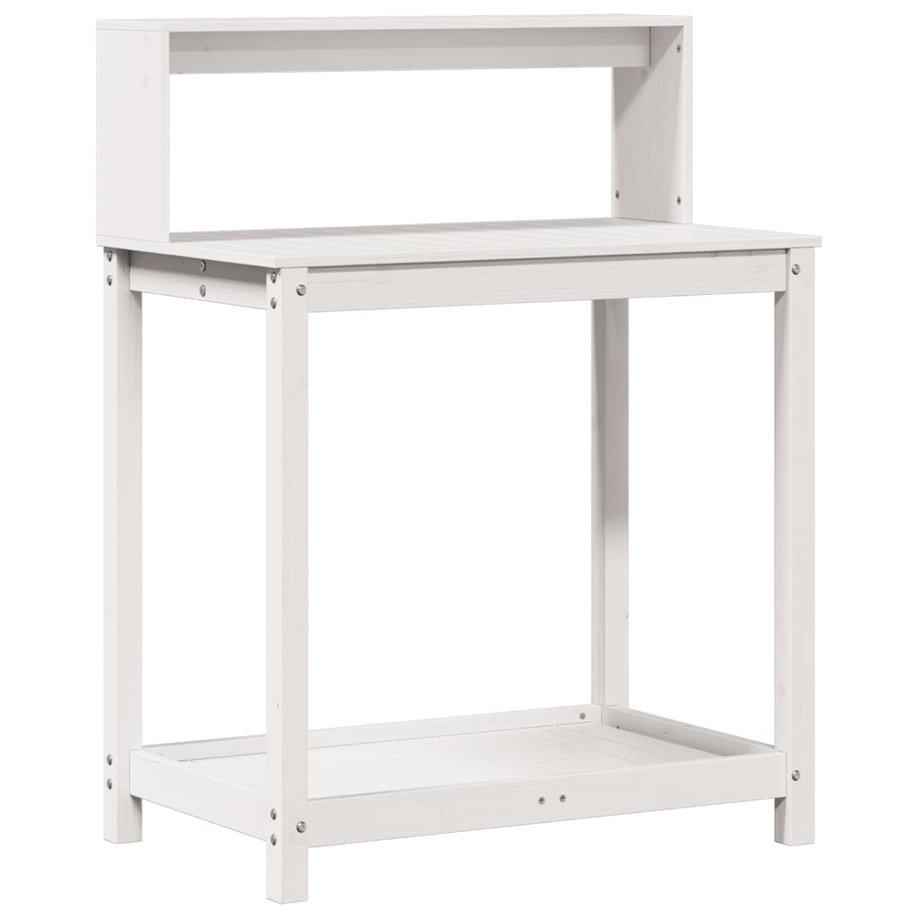 Tavolo Invaso con Ripiani Bianco 82,5x50x109,5 cm Massello Pino | homemem39