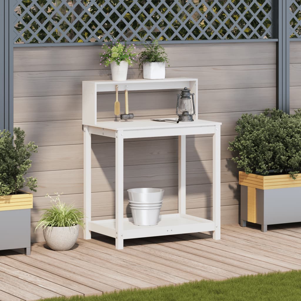 Tavolo Invaso con Ripiani Bianco 82,5x50x109,5 cm Massello Pino | homemem39