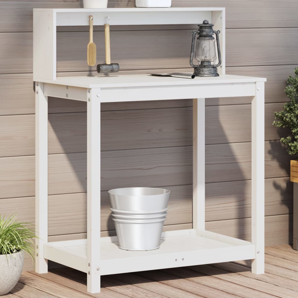 Tavolo Invaso con Ripiani Bianco 82,5x50x109,5 cm Massello Pino | homemem39