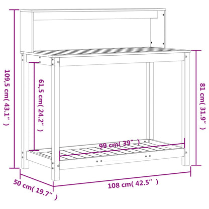 Tavolo Invaso con Ripiani 108x50x109,5 cm Legno Massello Pino | homemem39