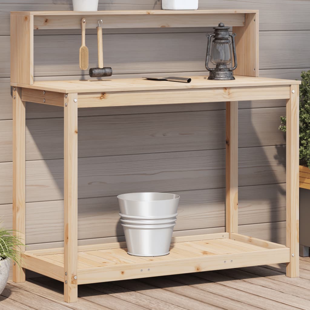 Tavolo Invaso con Ripiani 108x50x109,5 cm Legno Massello Pino | homemem39