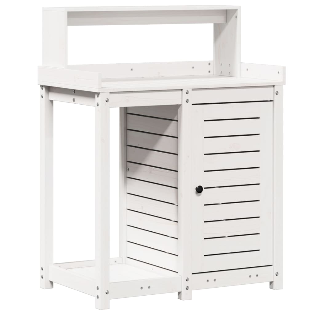 Tavolo Invaso con Ripiani Bianco 82,5x50x109,5 cm Massello Pino - homemem39