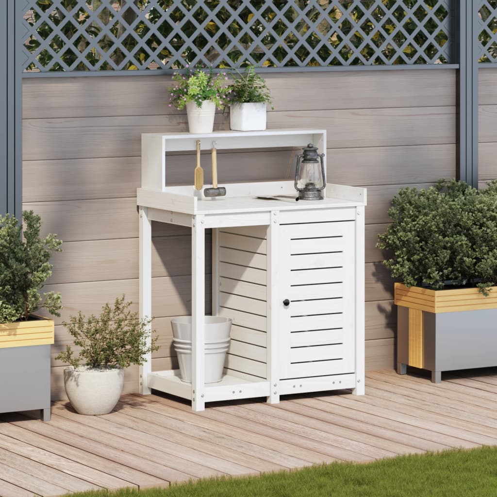 Tavolo Invaso con Ripiani Bianco 82,5x50x109,5 cm Massello Pino - homemem39