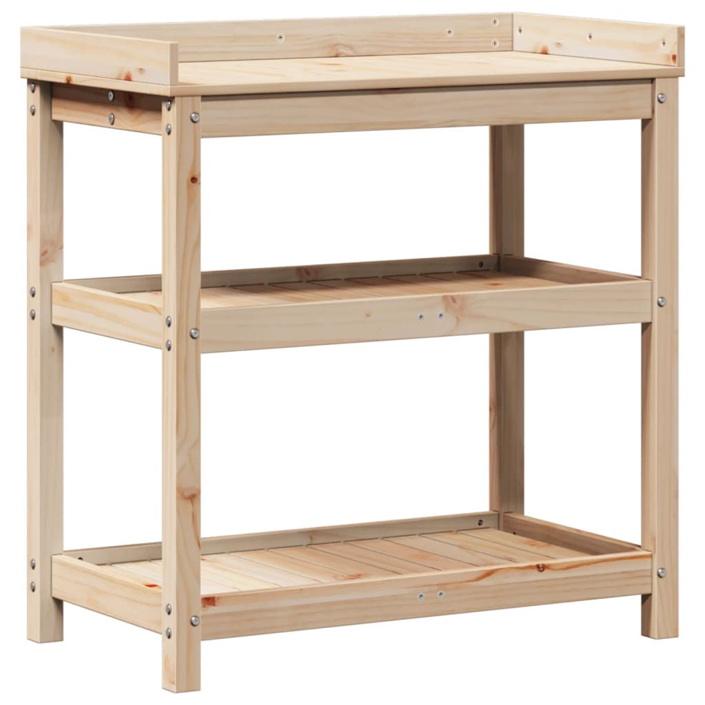 Tavolo Invaso con Ripiani 82,5x45x86,5 cm Legno Massello Pino | homemem39