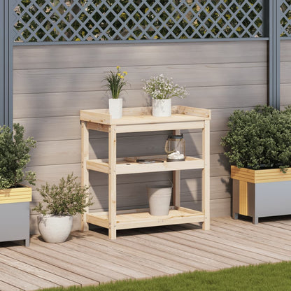 Tavolo Invaso con Ripiani 82,5x45x86,5 cm Legno Massello Pino | homemem39