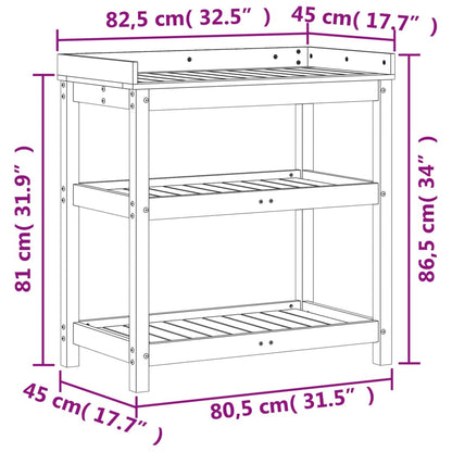 Tavolo Invaso con Ripiani 82,5x45x86,5 cm Legno Massello Pino | homemem39