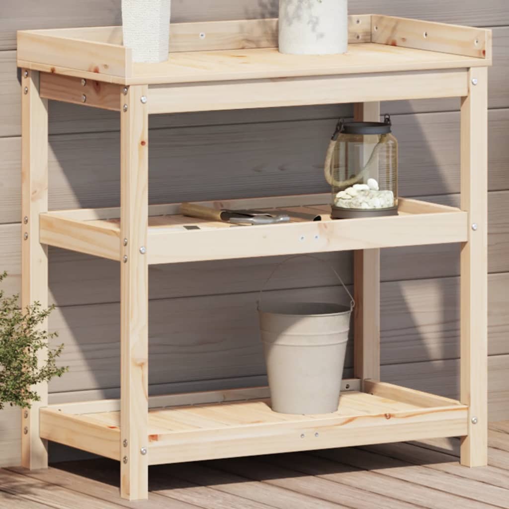 Tavolo Invaso con Ripiani 82,5x45x86,5 cm Legno Massello Pino | homemem39