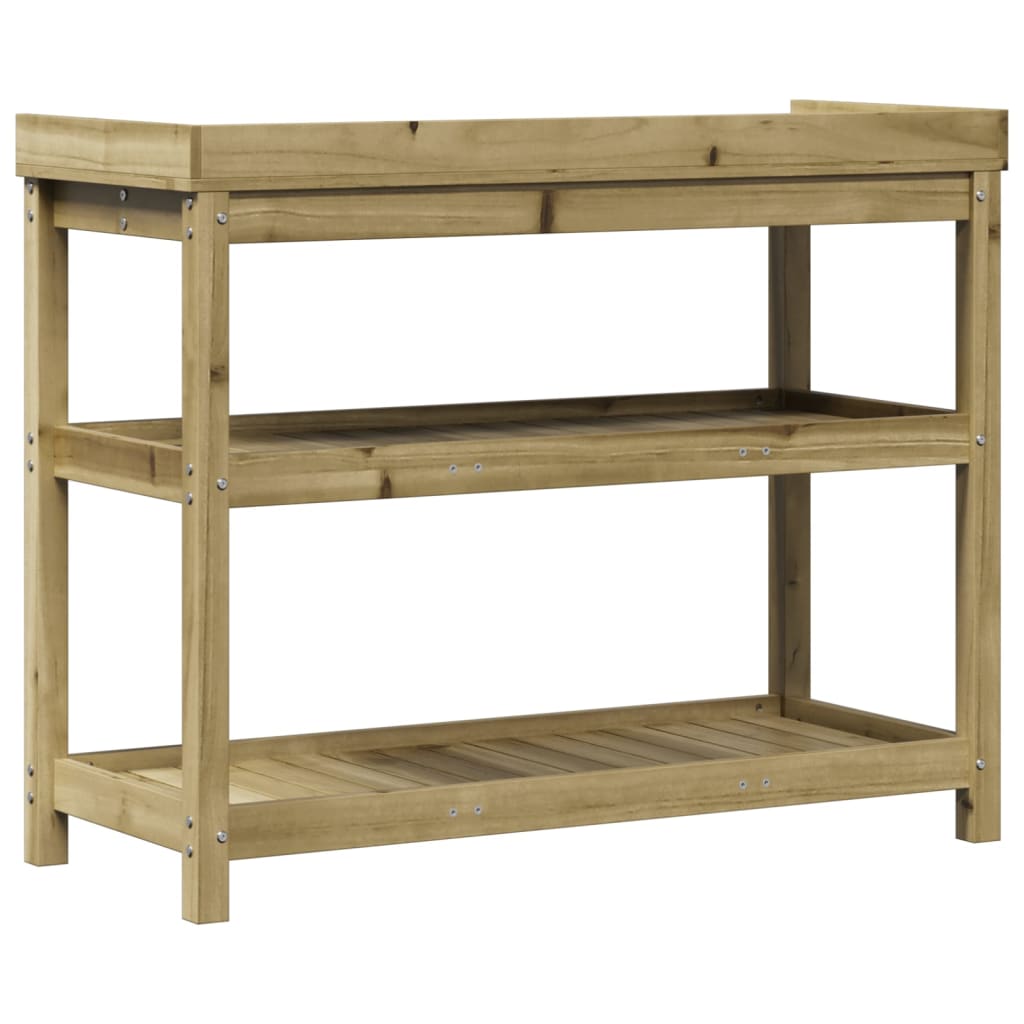 Tavolo Invaso con Ripiani 108x45x86,5 cm Legno Impregnato Pino - homemem39
