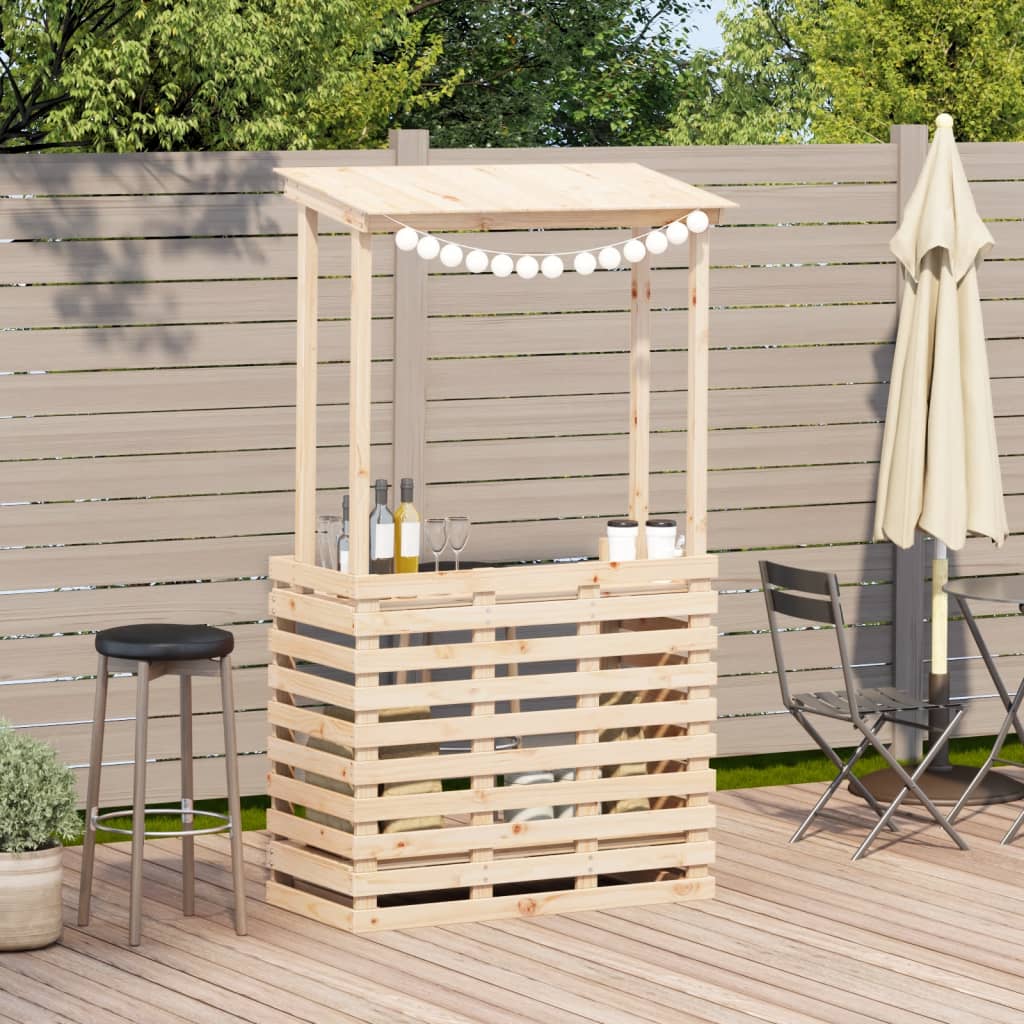 Tavolo Bar da Esterno con Tetto 112,5x57x195,5cm Legno Massello | homemem39
