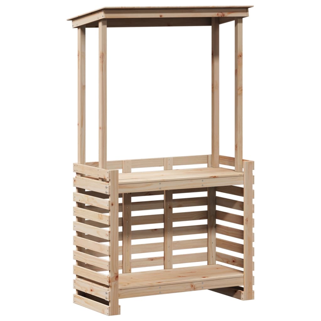 Tavolo Bar da Esterno con Tetto 112,5x57x195,5cm Legno Massello | homemem39